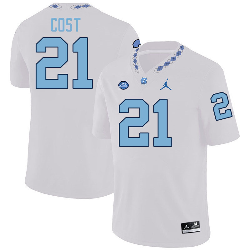 #21 Kaleb Cost North Carolina Tar Heels Jerseys,Apparels,Uniforms Stitched-White